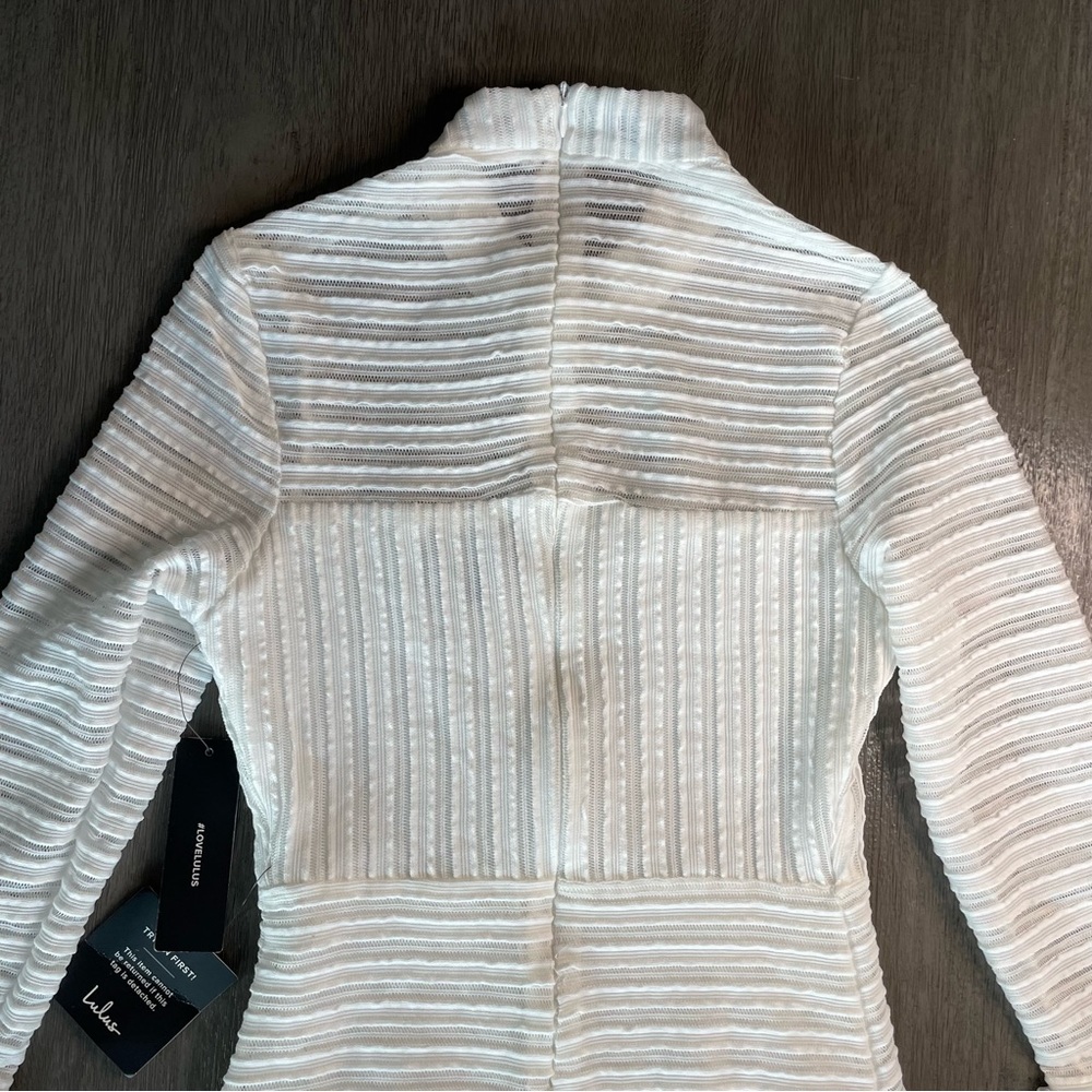 NWT Lulu’s For Always White Ruffled Long Sleeve Mini Dress XS - Picture 7 of 16